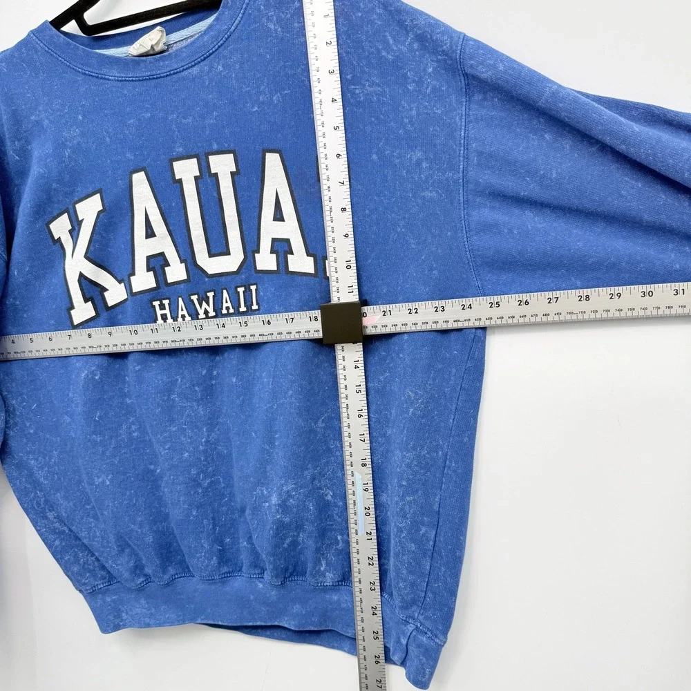 KAUAI HAWAII Graphic Sweatshirt Large Retro Oversized Crewneck Mineral Wash - Picture 3 of 7